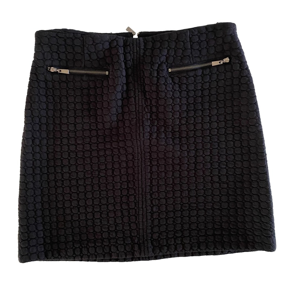 Laundry by Shelli Segal Quilted Mini Skirt Black size 6‎ Zip Pocket